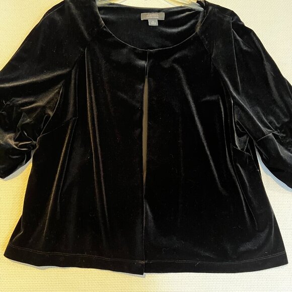 Dress Barn Elegant black Velvet Evening Topper Bolero Jacket Full 3/4 Sleeves XL - Picture 3 of 11